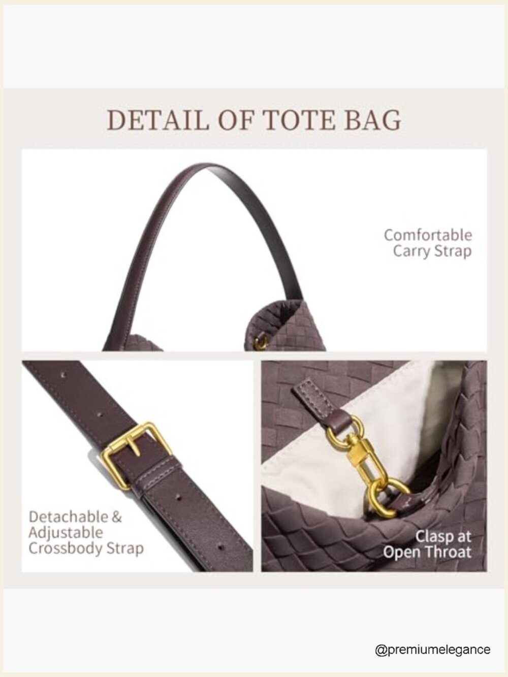 Faux Suede Woven Hobo Bag Large Capacity Crossbody Shoulder Tote Purse - Picture 6 of 7